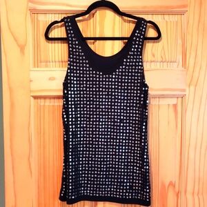 Diane Von Furstenberg Fran Cupped Sequin Tank Top Blouse Cruise Flapper